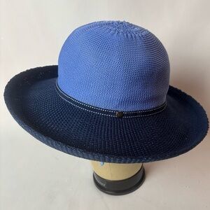Wallaroo Hat Company Victoria Two Tone Blue Sun Hat Packable Travel Beach